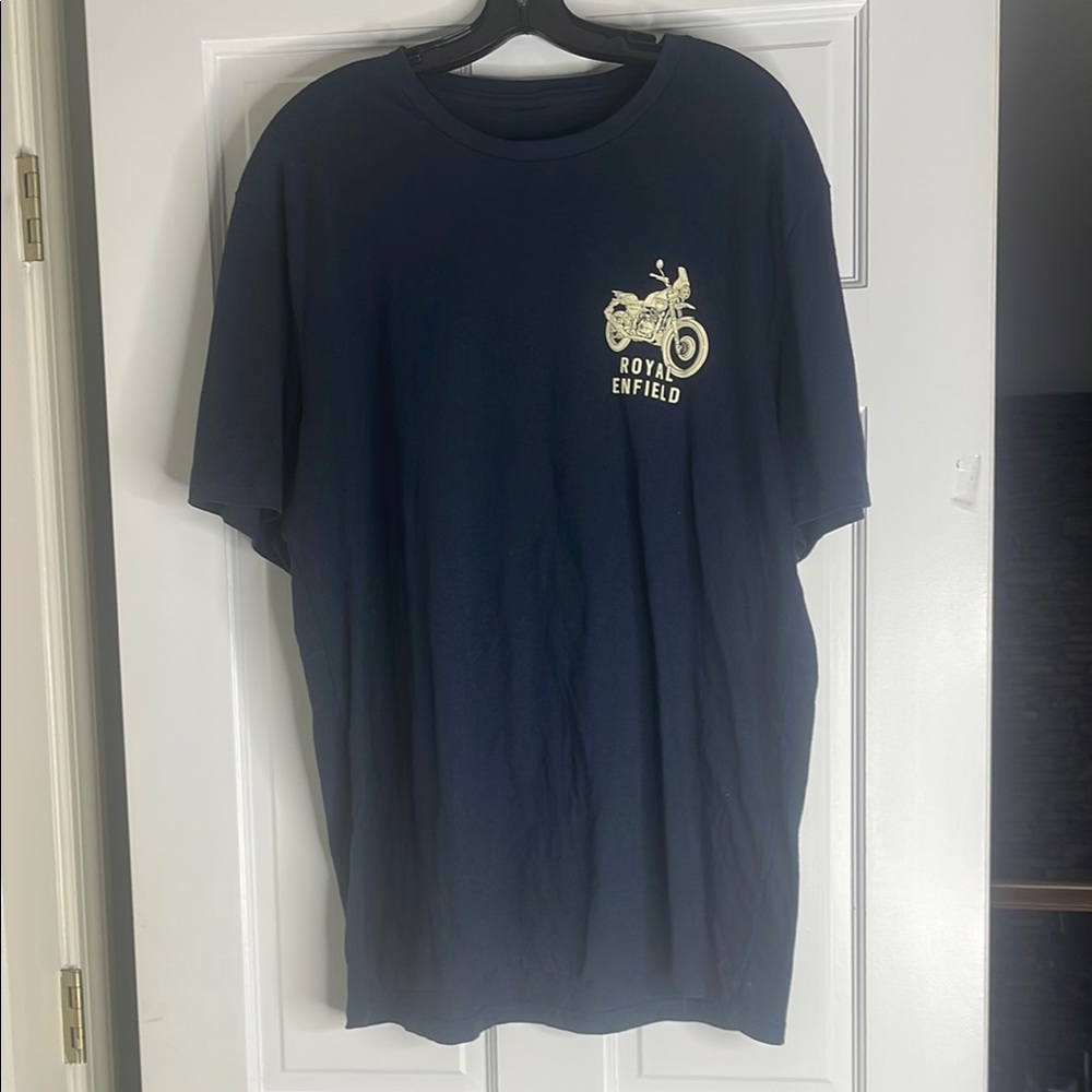 Royal Enfield Motorcycle. XL.  Blue Crew Neck Short Sleeve Tee